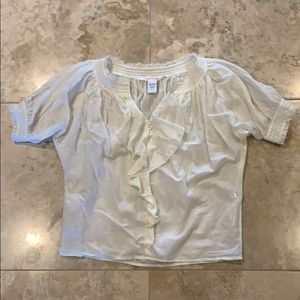 Diane Von Furstenberg cream ruffled top